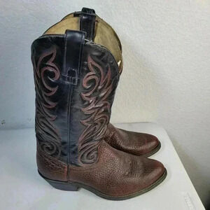 Bull Rider Boots Men Size 8 EE Wide Blue Brown Leather Western 10226